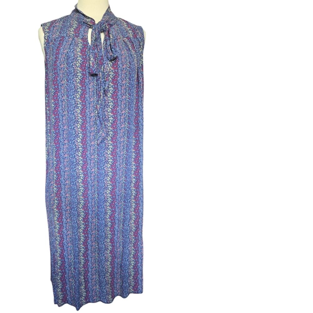 L.L. Bean Blue and Purple Sleeveless Midi Dress